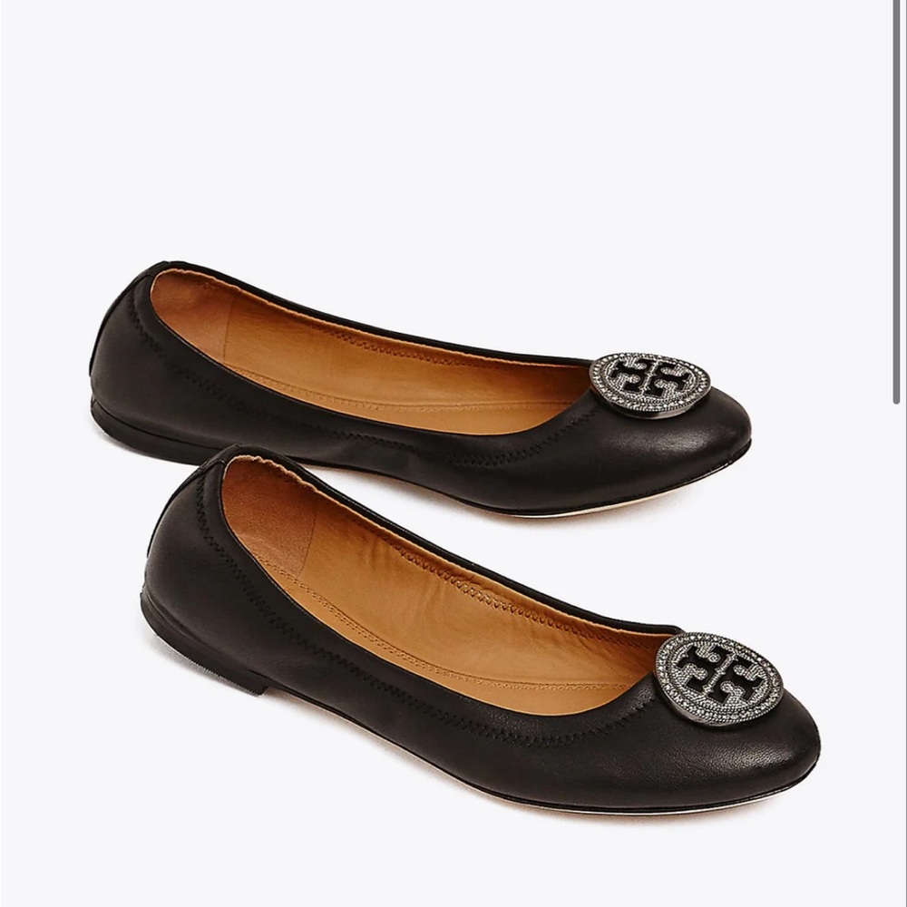 Tory Burch Liana flat in black/gunmetal size 6.5